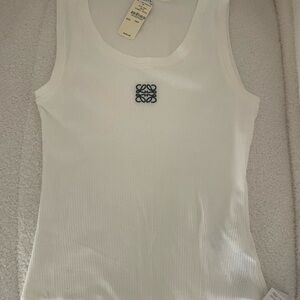 Loewe Anagram White Ribbed Tank Top- New